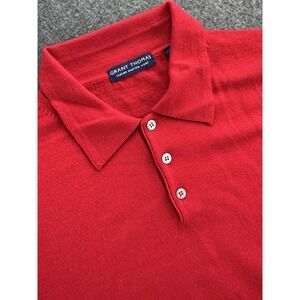 Grant Thomas Polo Sweater Mens Size XL Red Merino Wool Made In Italy Long Sleeve